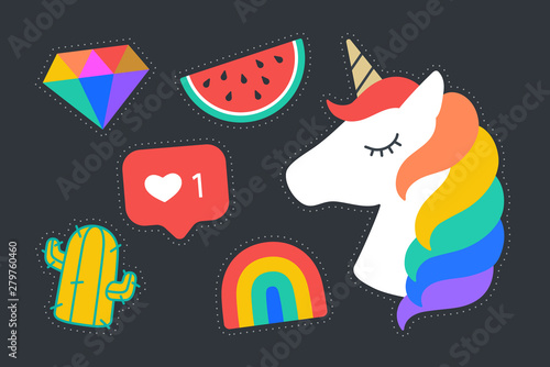 Fun Stickers. Colorful fun stickers. Design cartoon stickers