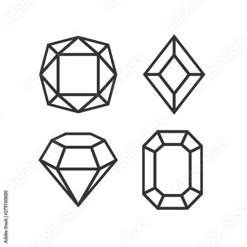 Crystal and gemstones line icon template color editable. Diamond symbol vector sign isolated on white background. Sympel logo vector illustration for graphic and web design