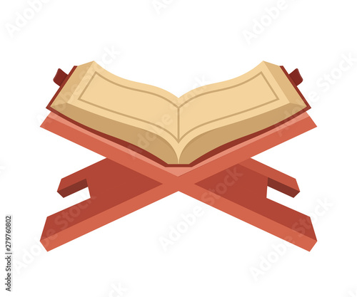 Open Koran flat vector illustration