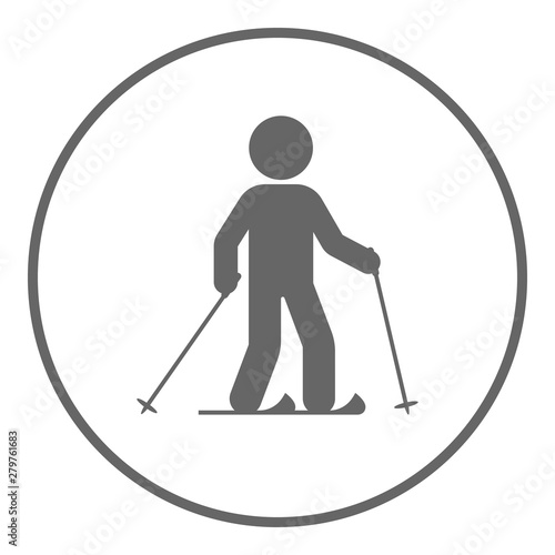 Skier icon. Ski running symbol. Vector.