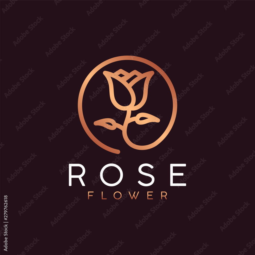 Line art rose flower luxury logo design Stock Vector | Adobe Stock Line art rose flower luxury logo design Stock Vector | Adobe Stock