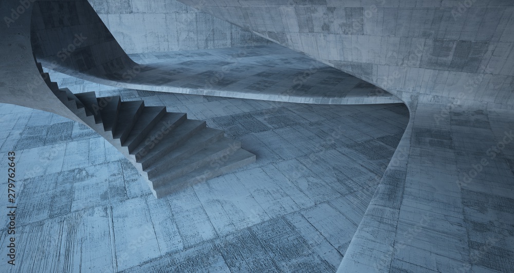 Abstract architectural concrete smooth interior of a minimalist house. 3D illustration and rendering. Abstract architectural concrete smooth interior of a minimalist house. 3D illustration and rendering.