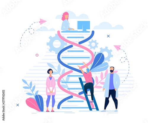 Informational Poster Genetic Research Cartoon. 
