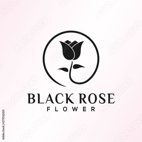 Black rose flower minimalist logo