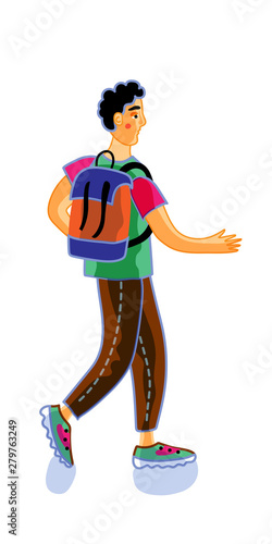 Male teenager flat vector illustration