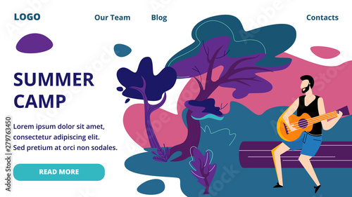 Man Sitting on Log at Night Time Playing Guitar.