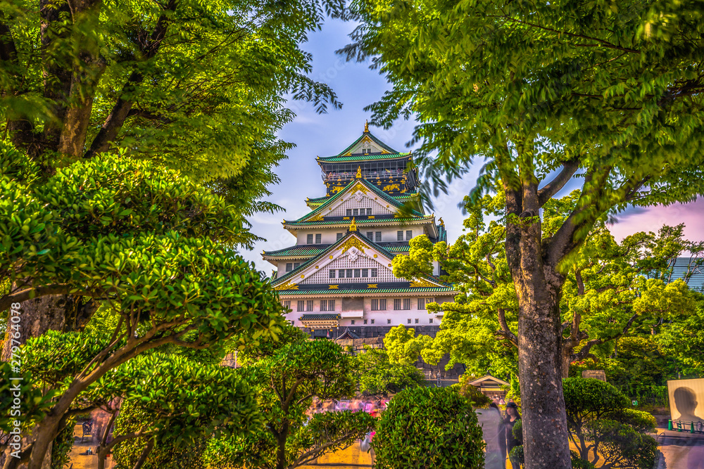 Osaka - June 01, 2019: The castle of Osaka in Osaka, Japan
