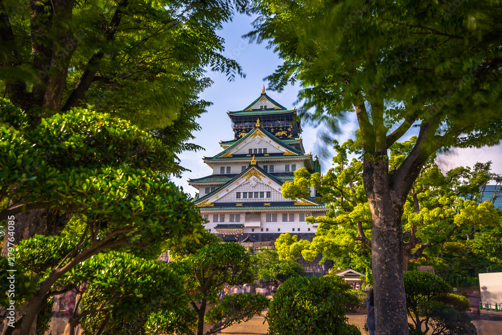 Osaka - June 01, 2019: The castle of Osaka in Osaka, Japan