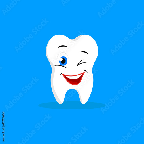 Winking happy smiling tooth. Simple modern design illustration
