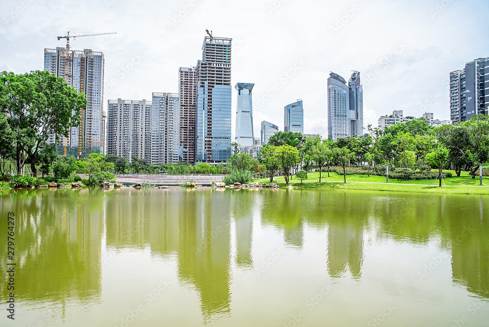 Nectar Lake scenery at Xiangmihu Park, Shenzhen, China