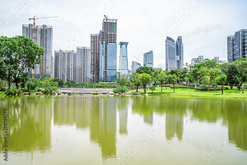 Nectar Lake scenery at Xiangmihu Park  Shenzhen  China