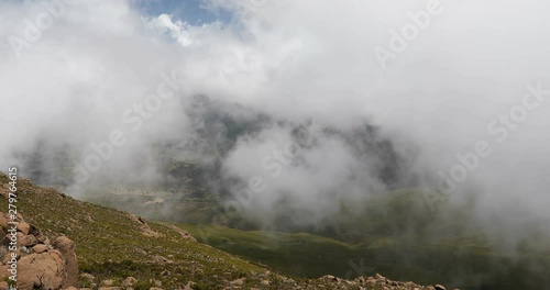 landscape of the Ethiopian Bale Mountains National Park. Ethiopia wilderness pure nature. Sunny day with blue sky most and clouds. photo