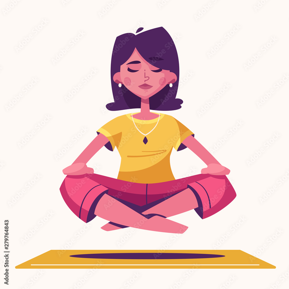 Meditation health benefits for body, mind and emotions. Cartoon vector illustration Meditation health benefits for body, mind and emotions. Cartoon vector illustration