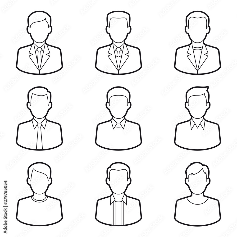 Vector black line icons set of business men. Modern flat style design. Isolated on white background Vector black line icons set of business men. Modern flat style design. Isolated on white background