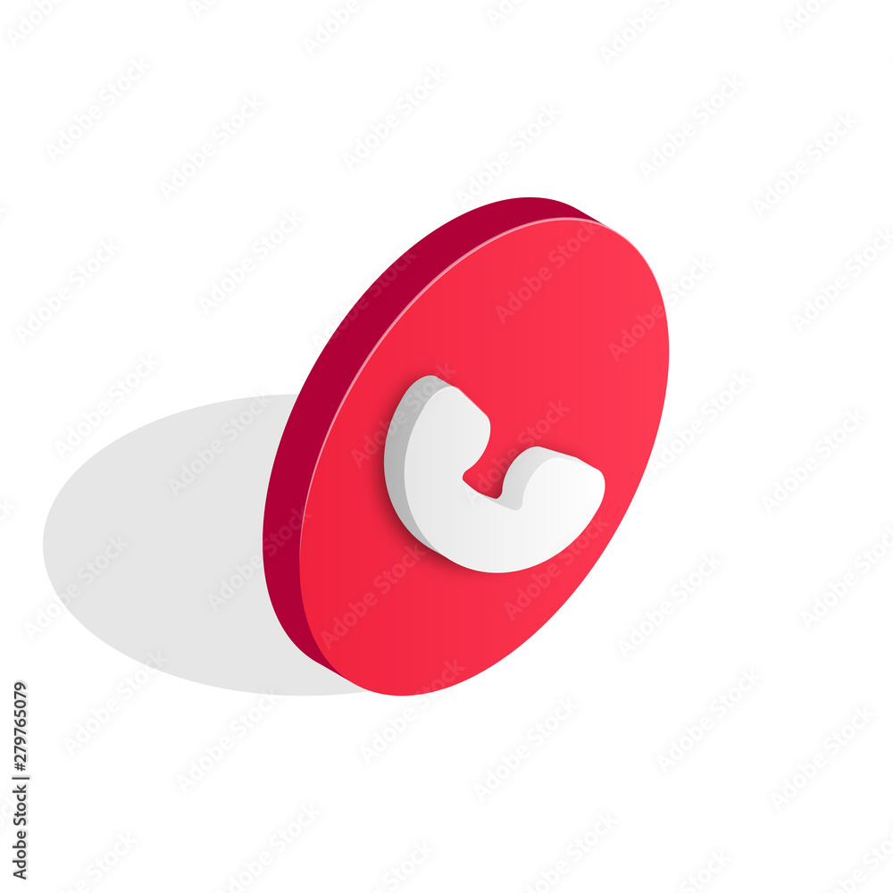 Phone Call isometric icon red Phone Call isometric icon red