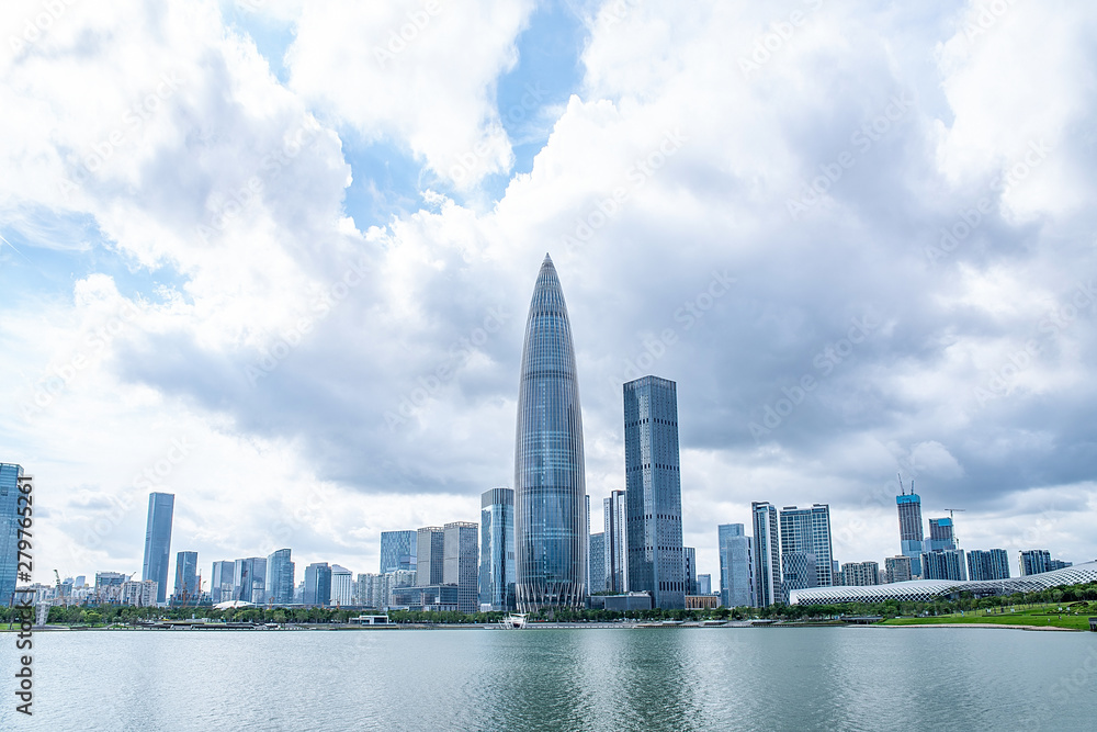 China Shenzhen Talent Park Landscape and Houhai CBD Building Skyline
