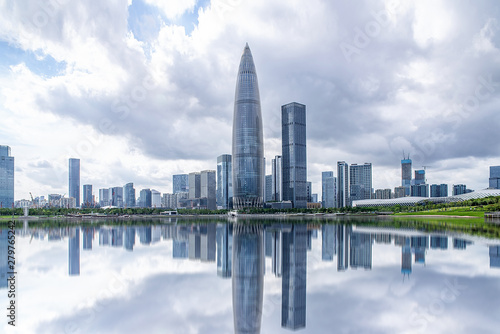 China Shenzhen Talent Park Landscape and Houhai CBD Building Skyline