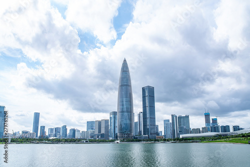 China Shenzhen Talent Park Landscape and Houhai CBD Building Skyline © Lili.Q