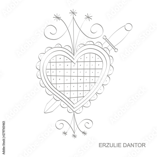 Vector icon with veve voodoo symbol Erzukie Dantor