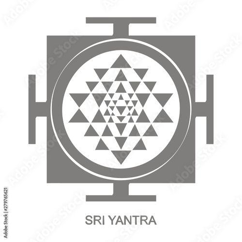 Vector icon with Sri Yantra Hinduism symbol