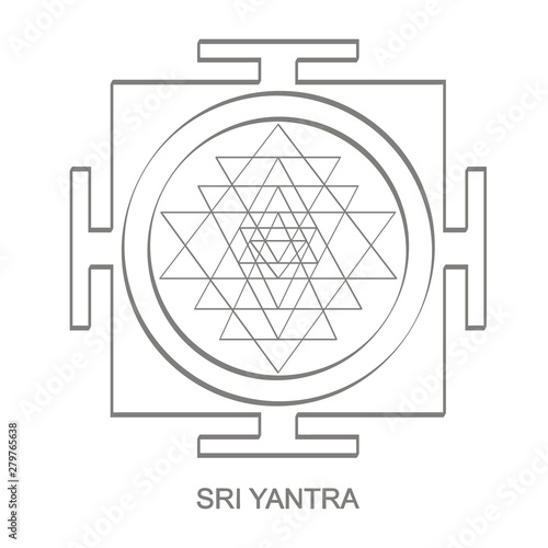 Vector icon with Sri Yantra Hinduism symbol