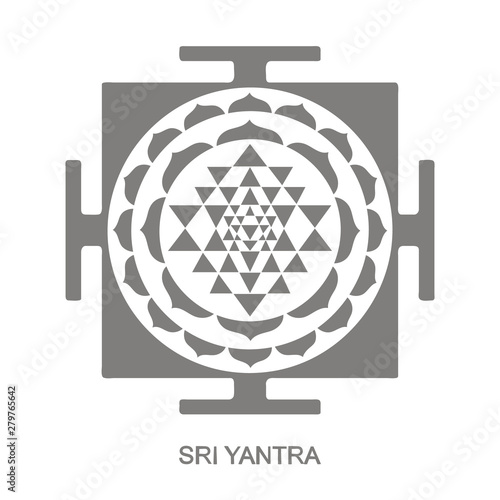 Vector icon with Sri Yantra Hinduism symbol