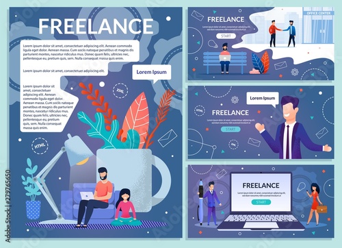 Freelance Business Startup Flat Vector Website