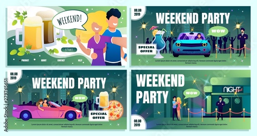 Nightclub Weekend Special Offer Ad Banners Set