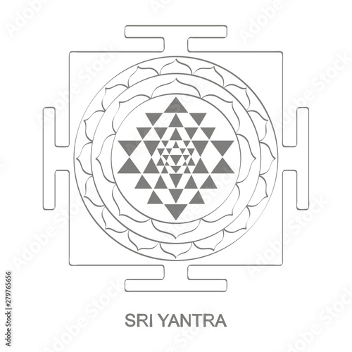 Vector icon with Sri Yantra Hinduism symbol