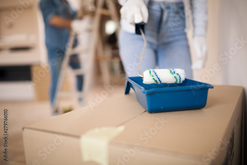 Close up of a painting tools.