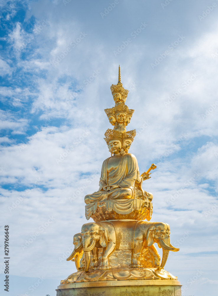 Ten-way Puxian gold statue at the top of Emei Mountain in Sichuan Province, China Ten-way Puxian gold statue at the top of Emei Mountain in Sichuan Province, China