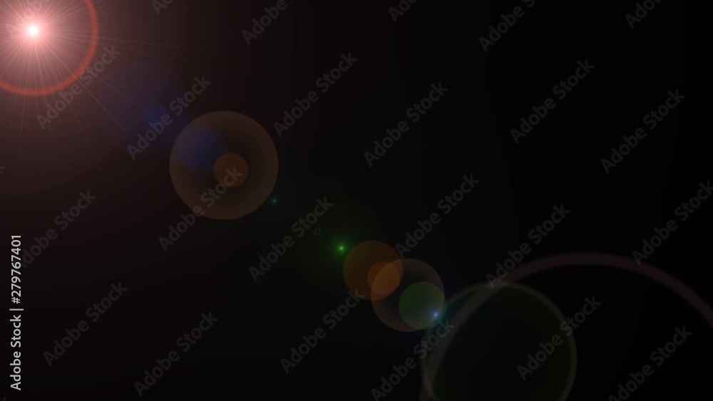 Rotating flickering lens flare effect on black background. 4k animation. Rotating flickering lens flare effect on black background. 4k animation.