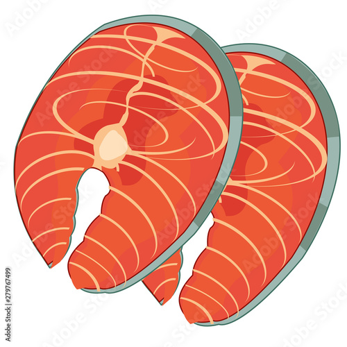 Vector illustration of damp meat of red fish