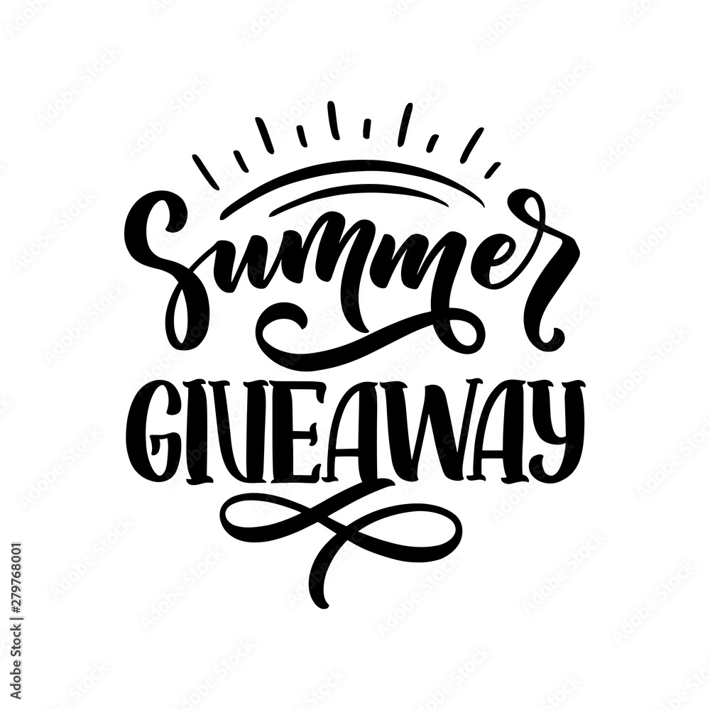 Vintage card with summer giveaway lettering. Calligraphy text. Decoration template. Vector illustration for holiday design.