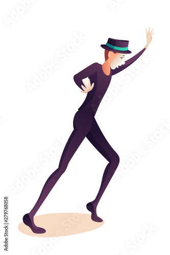 Pantomime, dumb show flat vector illustration