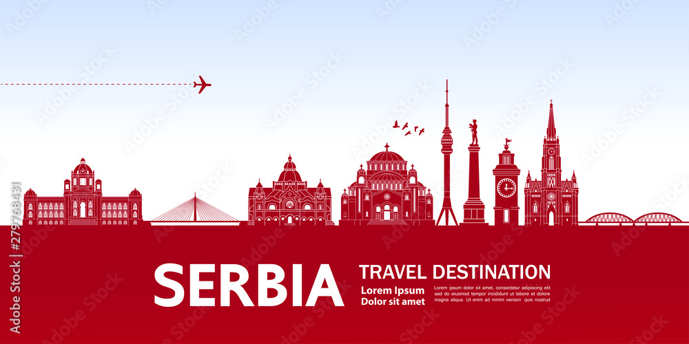 Serbia travel destination grand vector illustration.