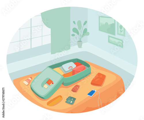 Vacation preparation flat vector illustration