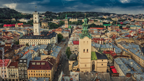 Lviv bird's-eye view of the city July2019 photo