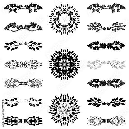 decorative dividers, borders, swirls, dividing and scrolls isolated on white background. Vector illustration 