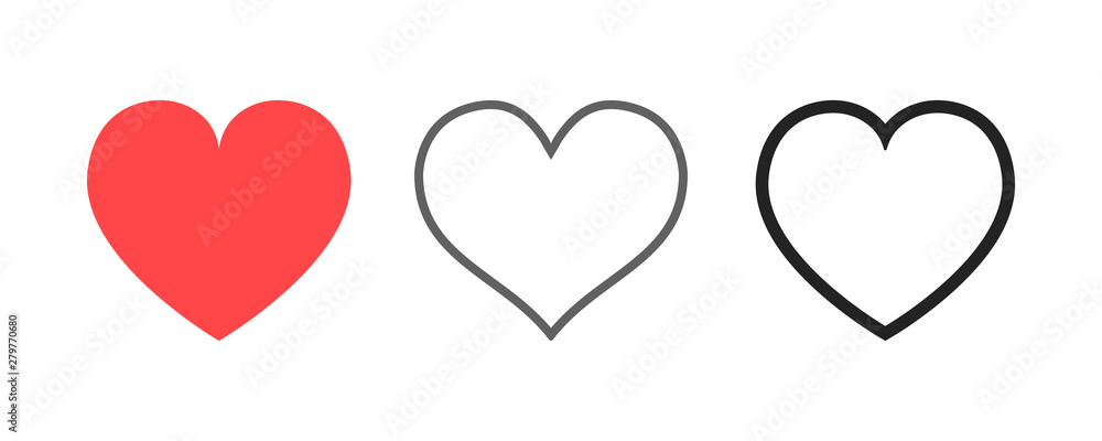 Heart icon collection. Live stream video, chat, likes. Social media