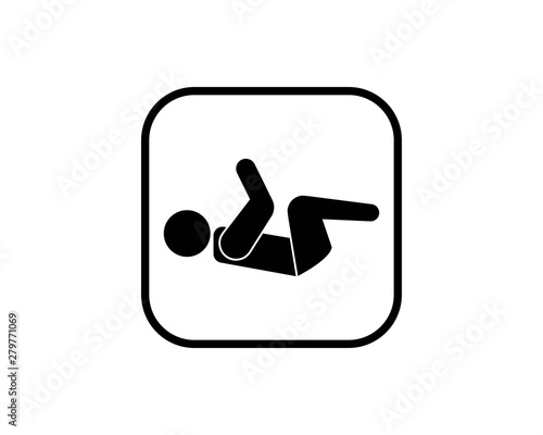 Simple sit up icon in glyph style isolated on white background. Sit ups are one of the exercises to form the abdominal muscles so that you will see a six pack.- vector