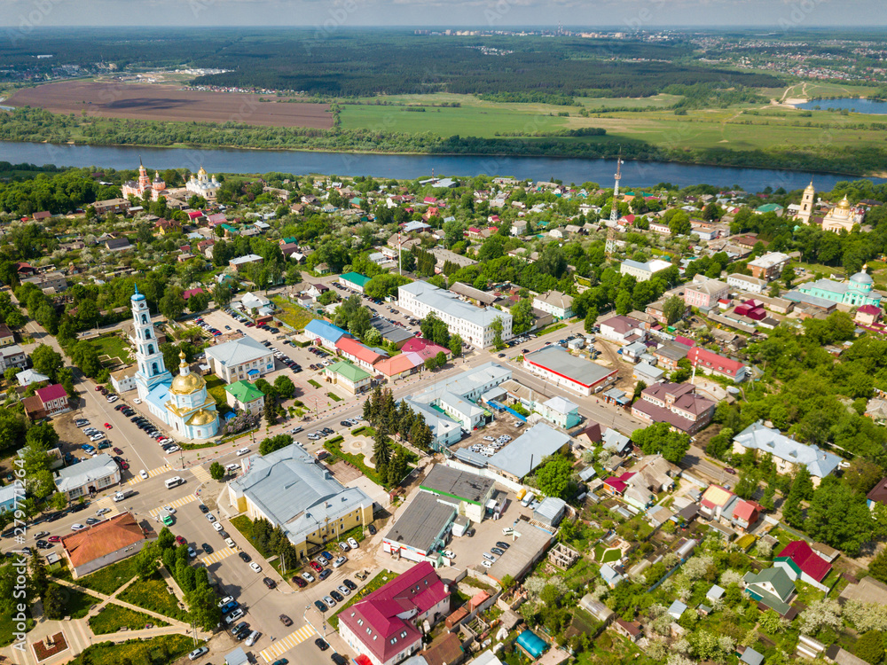Aerial view of Kashira overlooking Vvedenskaya church