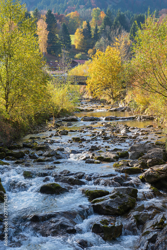 S  llbach Zufluss zum Tegernsee  Herbstlandschaft in Bayern