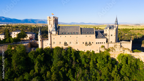 Aerial view of fortress Alcazar of Segovia. Spain