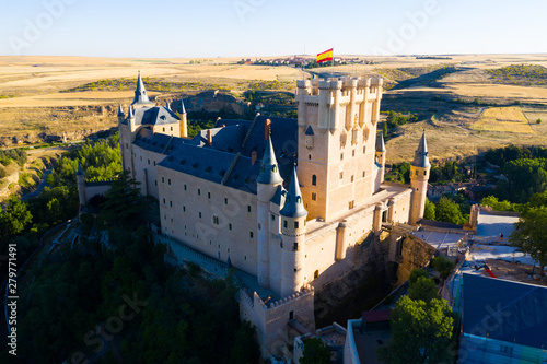 Aerial view of fortress Alcazar of Segovia. Spain