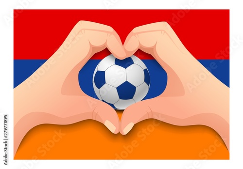 armenia soccer ball and hand heart shape