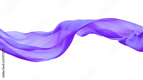Flowing cloth purple wave  3d rendering