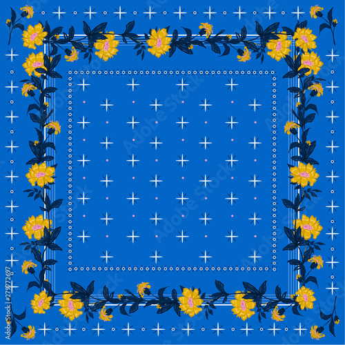 Trendy freshy color of Bohemian blooming flowers scarf bandana style seamless pattern vector design for fashion,scarf ,fabric and all prints