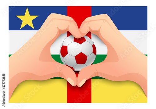 Central African Republic soccer ball and hand heart shape