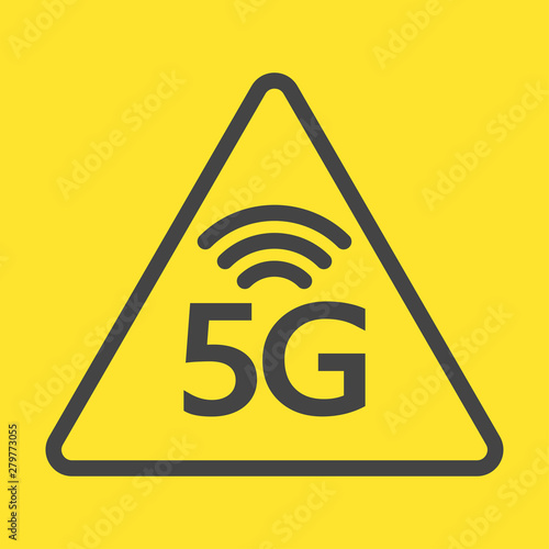 New 5th generation of internet, 5G network wireless, warning sign. EPS 10.